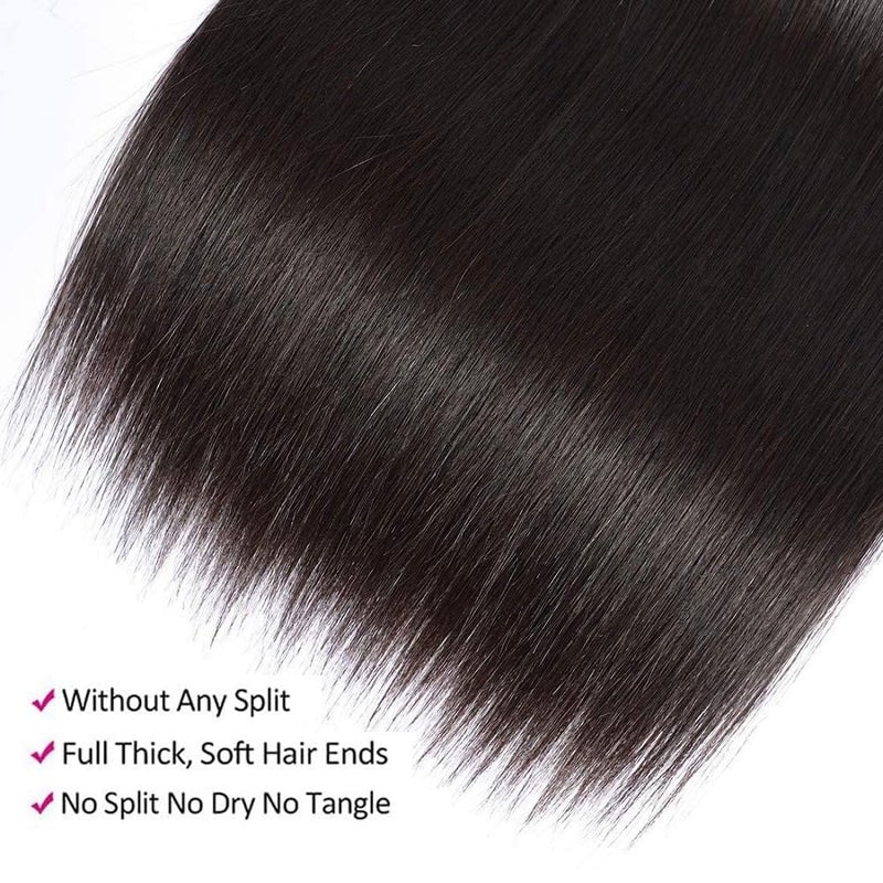 Selina Straight 4x4 HD Lace Closure Human Hair Brazilian Virgin Hair Free Part Natural Black Color 14 Inch - Image 3